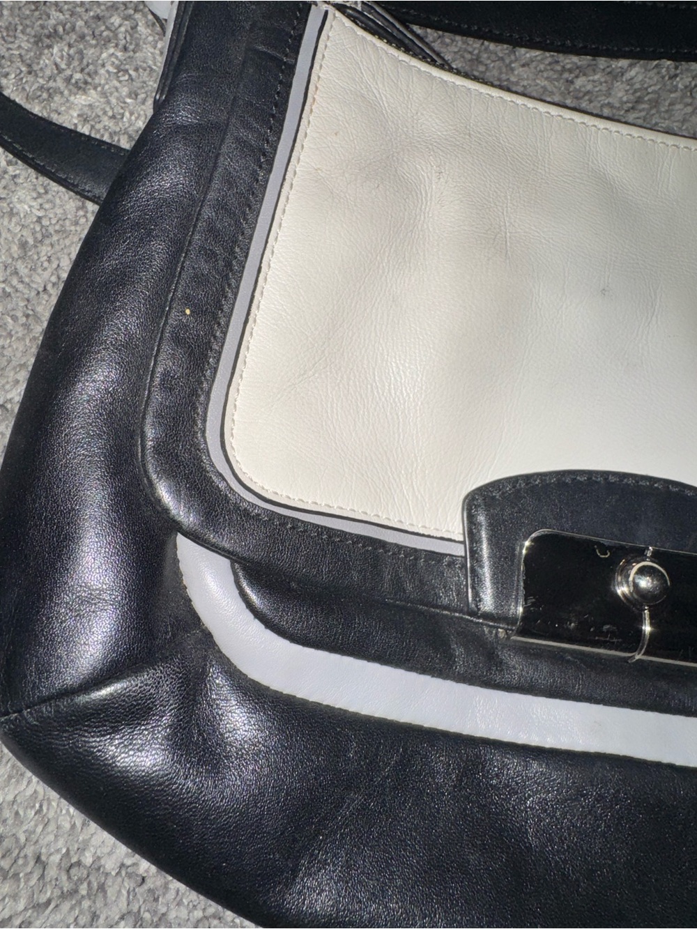 Coach Kristin Spectator leather hobo bag in Black White and Gray with lift lock